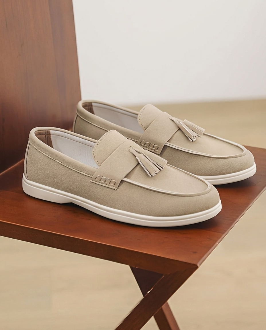 Mocassini Uomo Slip-On in Tela Stile Britannico