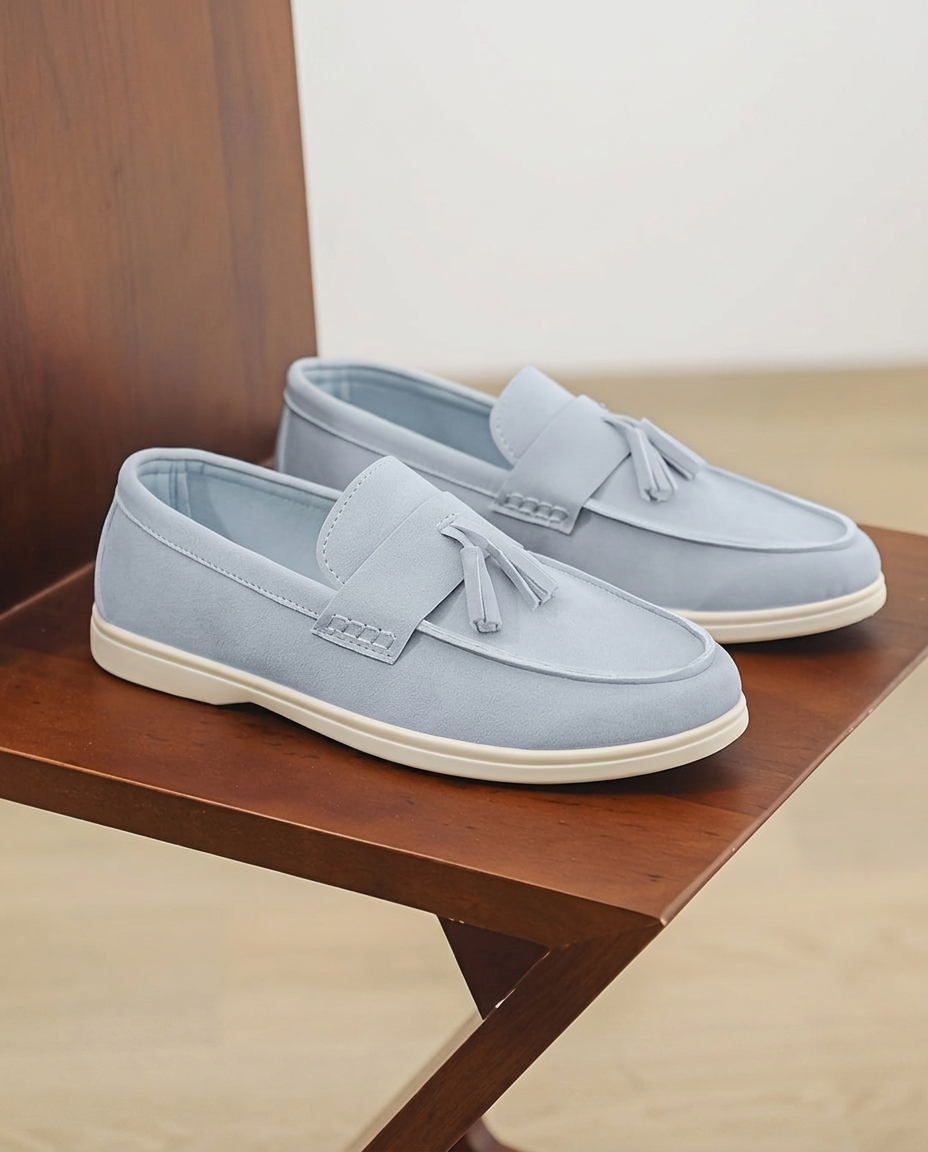 Mocassini Uomo Slip-On in Tela Stile Britannico