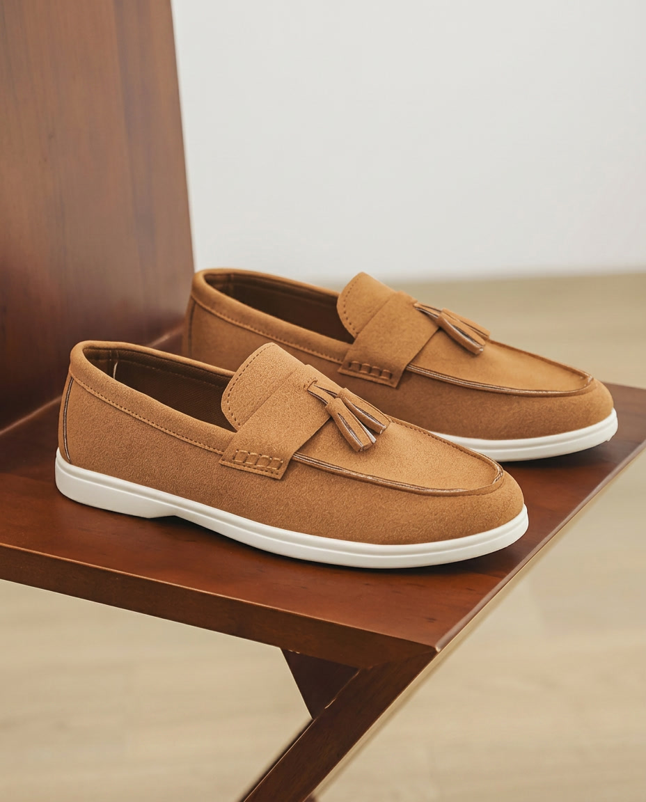 Mocassini Uomo Slip-On in Tela Stile Britannico