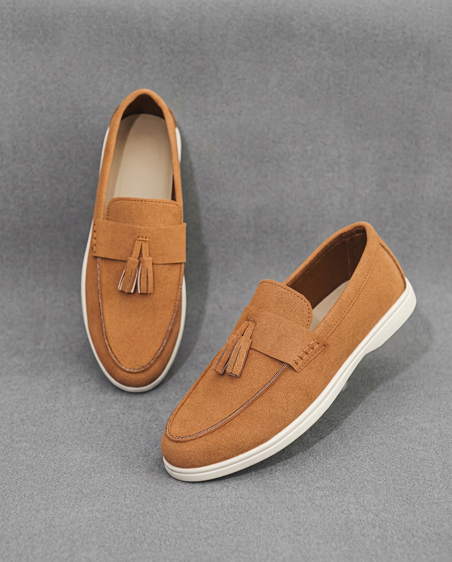 Mocassini Uomo Slip-On in Tela Stile Britannico