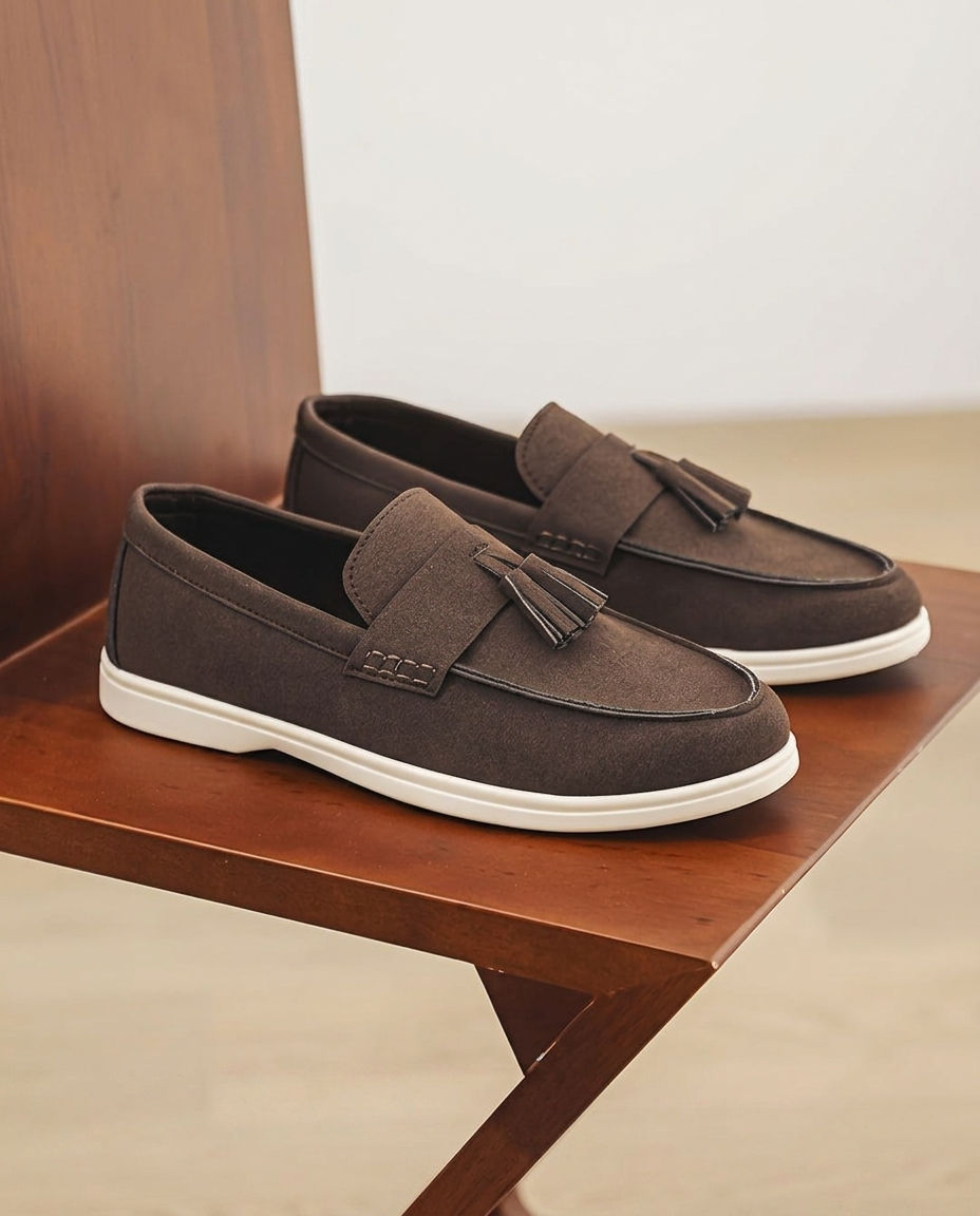 Mocassini Uomo Slip-On in Tela Stile Britannico