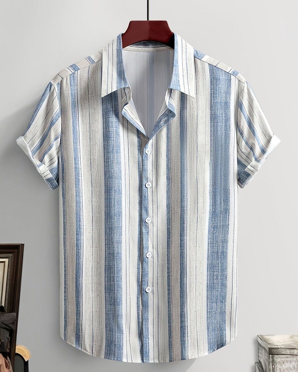 Camicia Uomo a Righe Manica Corta da Viaggio