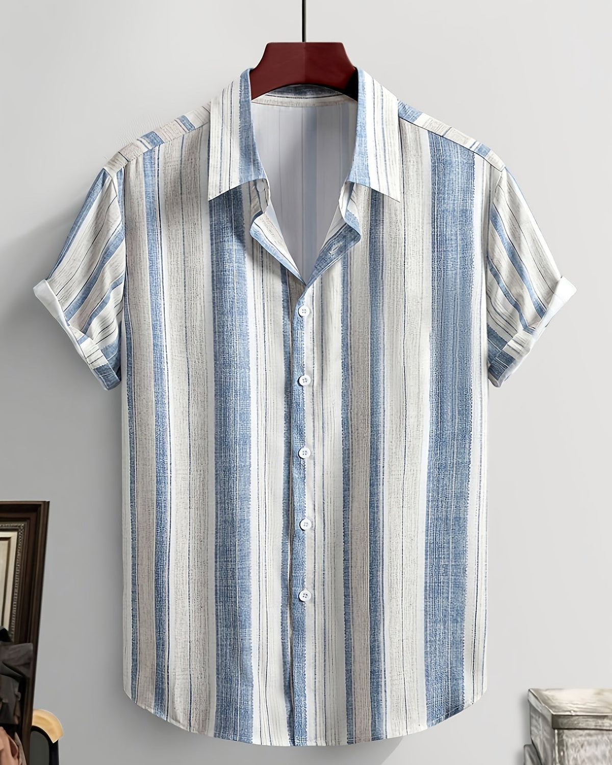 Camicia Uomo a Righe Manica Corta da Viaggio