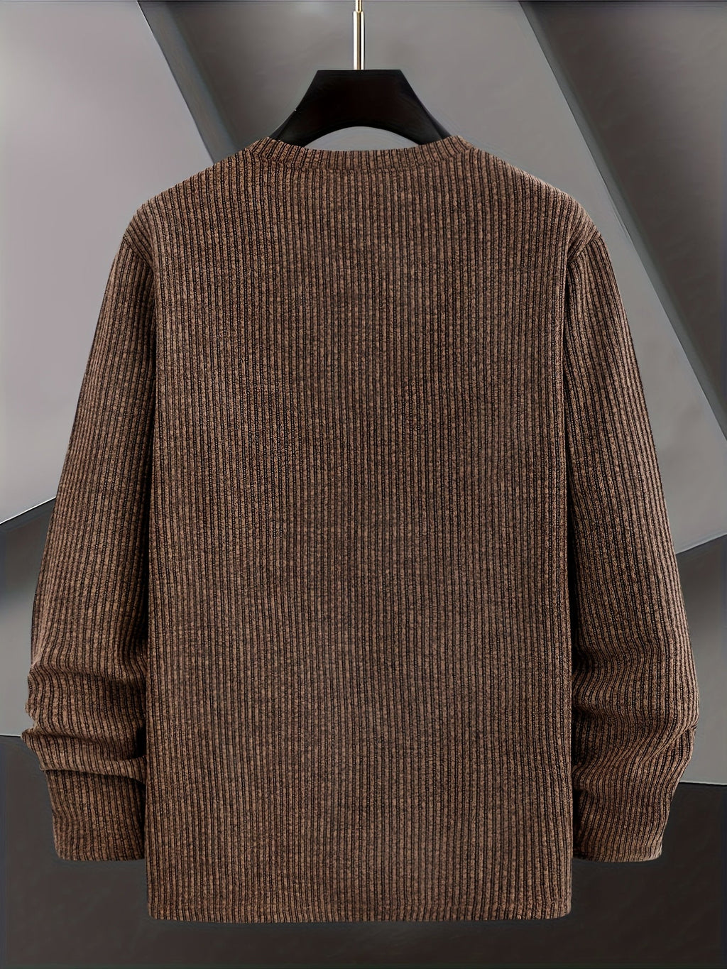 Maglione Uomo a Coste in Maglia Girocollo Casual per Primavera e Autunno