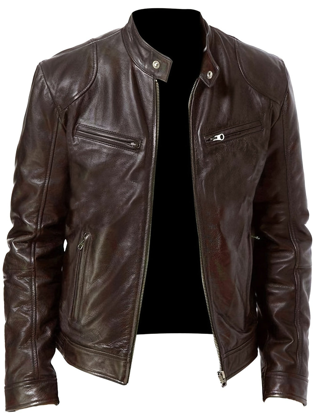Giacca Uomo Elegante con Collo alla Coreana e Zip