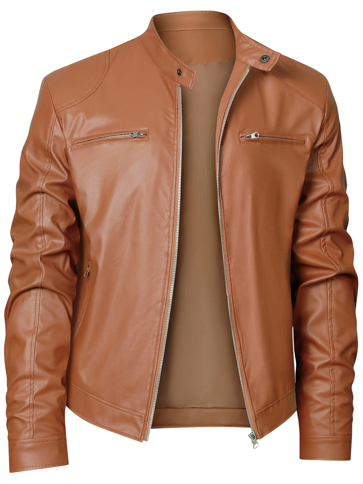 Giacca Uomo Elegante con Collo alla Coreana e Zip