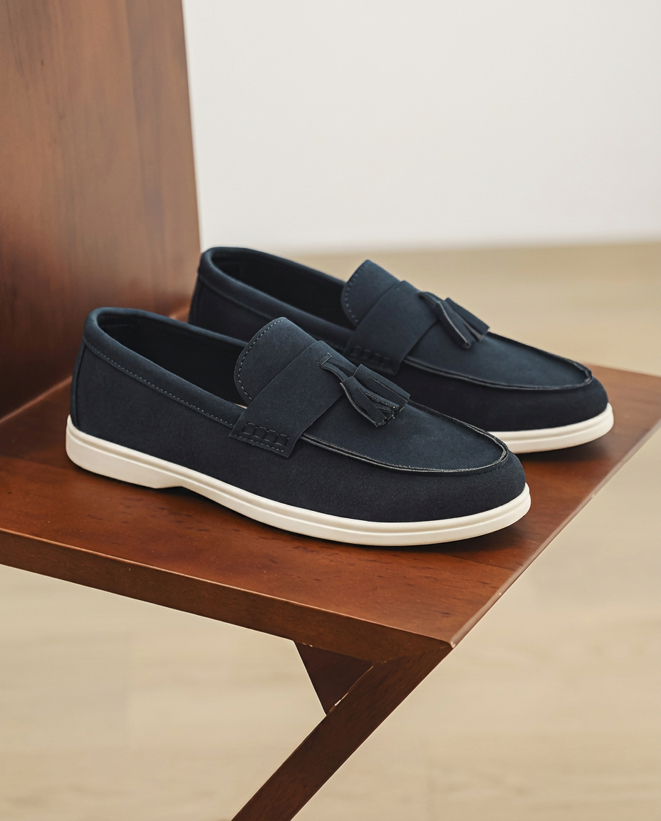 Mocassini Uomo Slip-On in Tela Stile Britannico