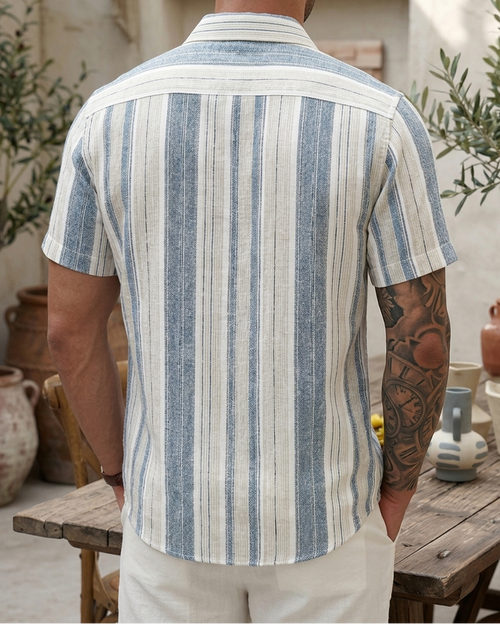 Camicia Uomo a Righe Manica Corta da Viaggio