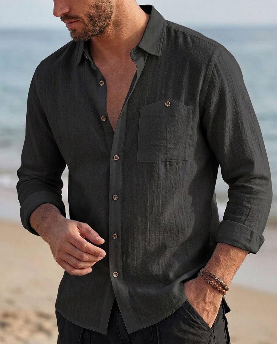 Camicia Uomo Vintage Manica Lunga con Taschino