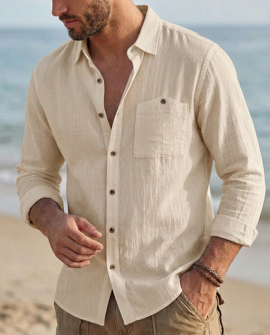 Camicia Uomo Vintage Manica Lunga con Taschino