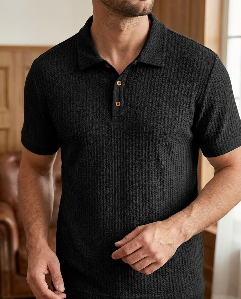 Polo Uomo Jacquard a Quadri per Tutti i Giorni