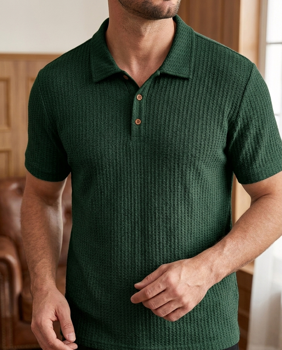 Polo Uomo Jacquard a Quadri per Tutti i Giorni