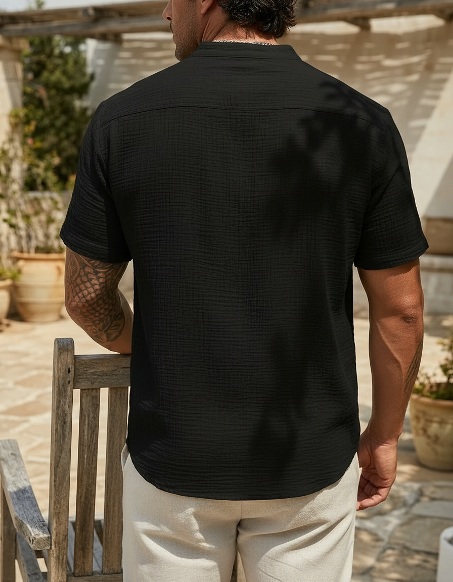 Henley Uomo Casual da Mare e Vacanza