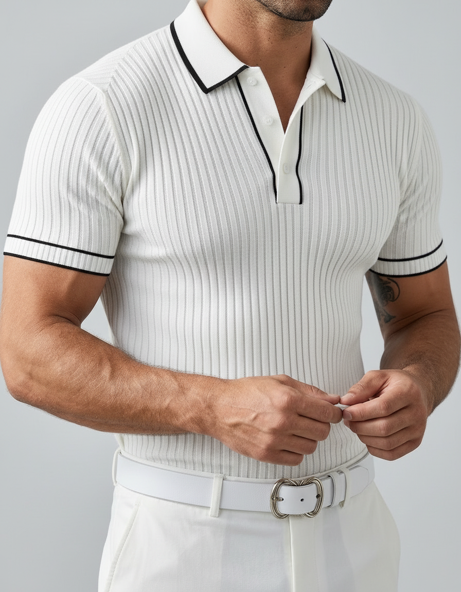 Camicia Uomo Jacquard Manica Corta Elegante