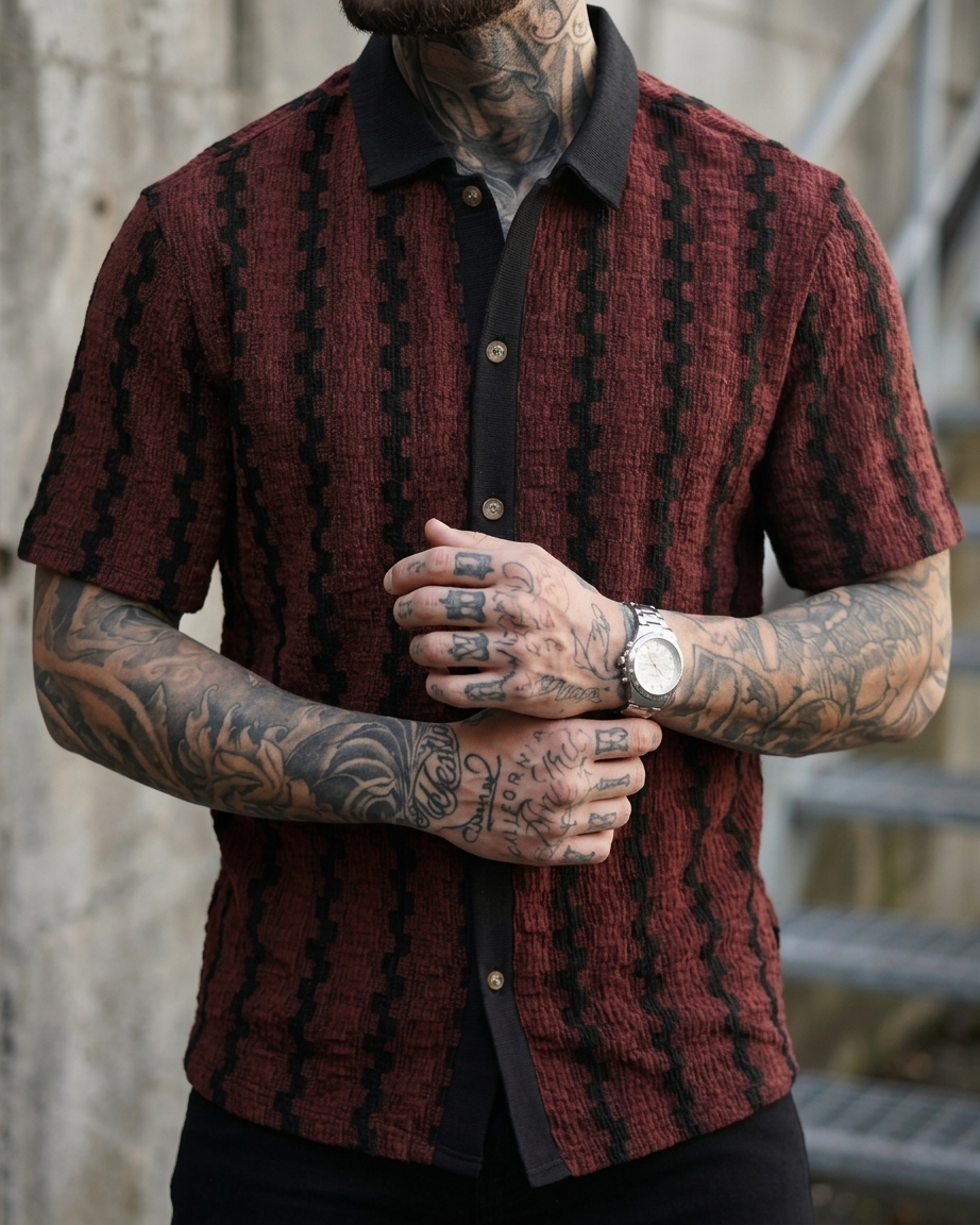 Camicia Uomo a Righe Colorate Manica Corta