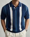 Polo Uomo in Maglia a Righe a Contrasto