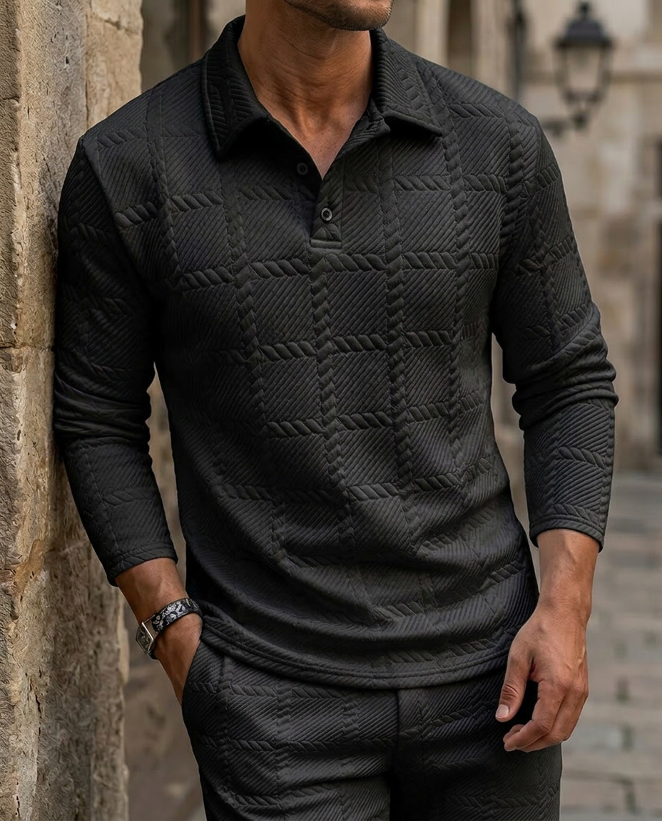 Polo Uomo Jacquard Casual Primavera-Autunno