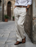 Pantaloni Uomo a Vita Alta Slim Fit Business