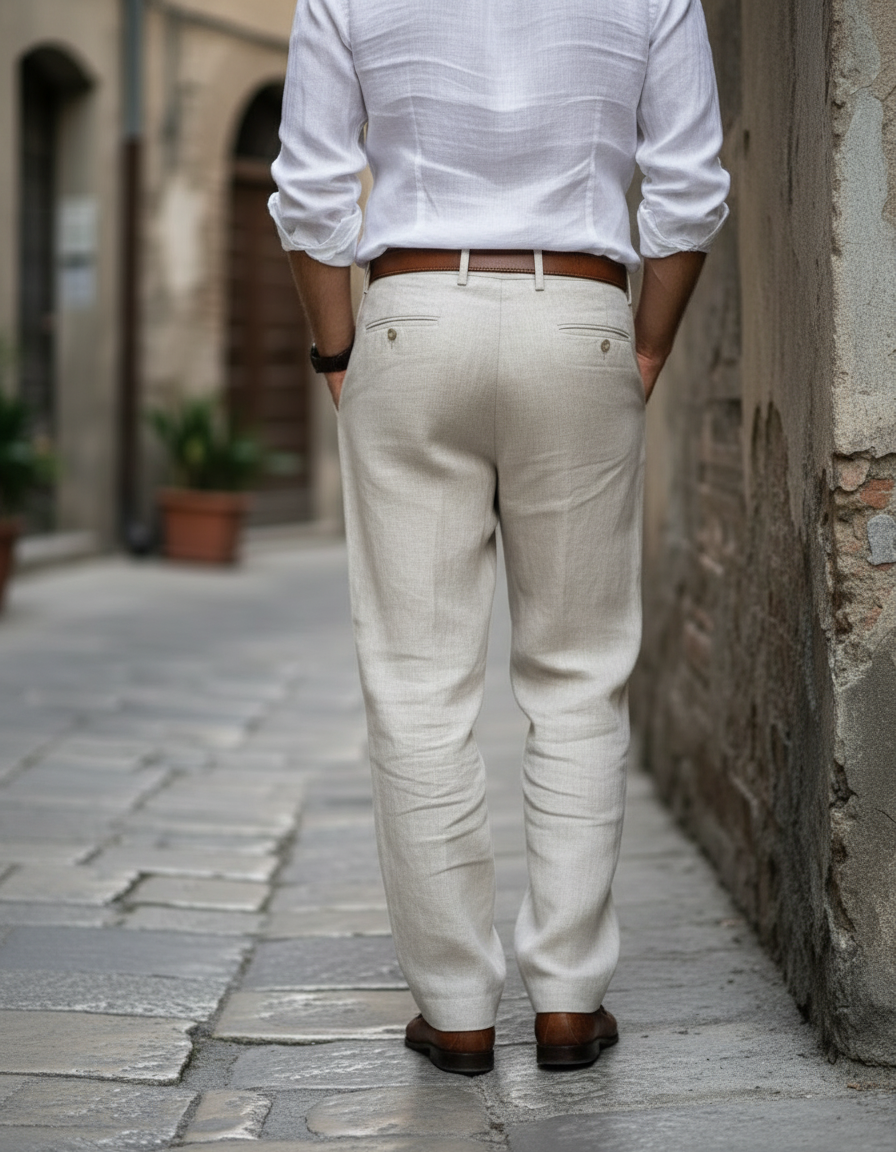 Pantaloni Uomo a Vita Alta Slim Fit Business