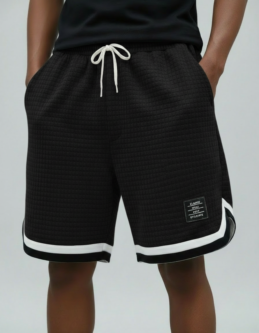 Pantaloncini Uomo Waffle Jacquard a Righe a Contrasto