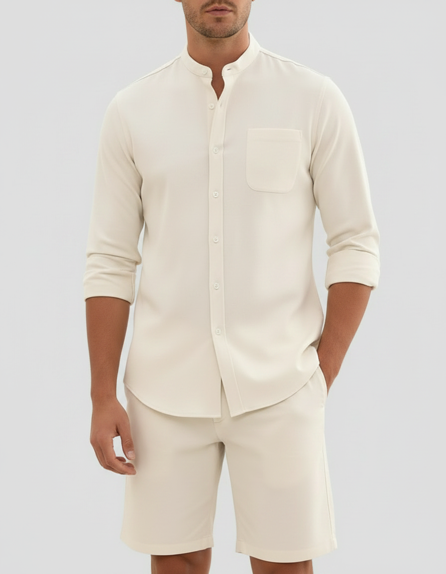 Completo Uomo Camicia Manica Lunga e Pantaloncini