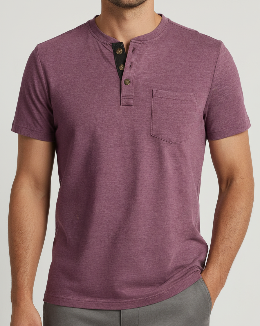 Henley Uomo Manica Corta Girocollo