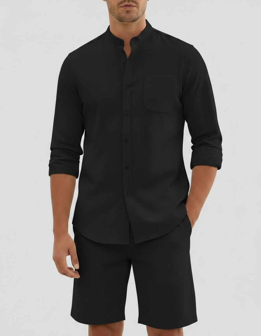 Completo Uomo Camicia Manica Lunga e Pantaloncini
