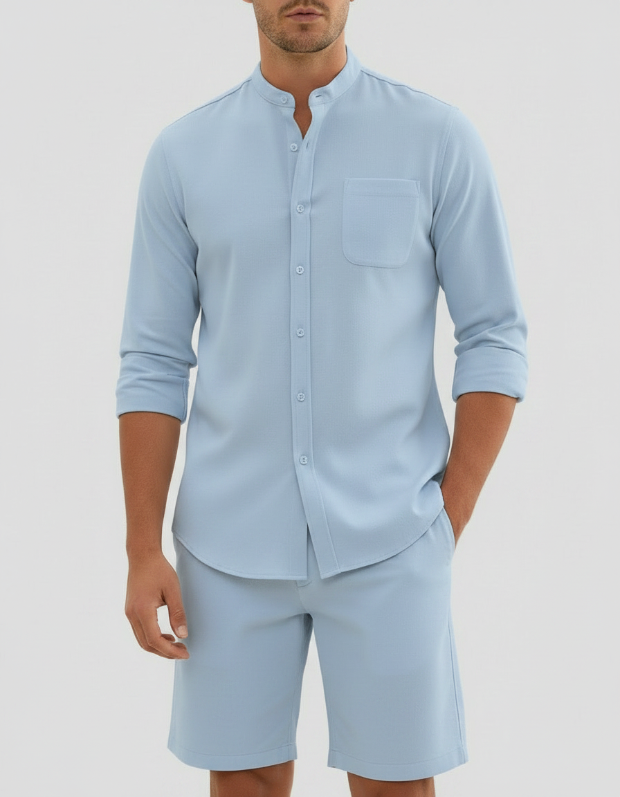 Completo Uomo Camicia Manica Lunga e Pantaloncini