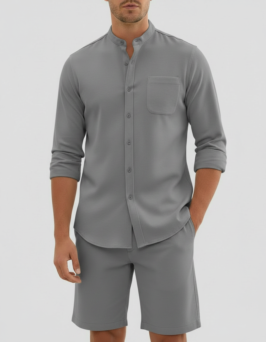 Completo Uomo Camicia Manica Lunga e Pantaloncini