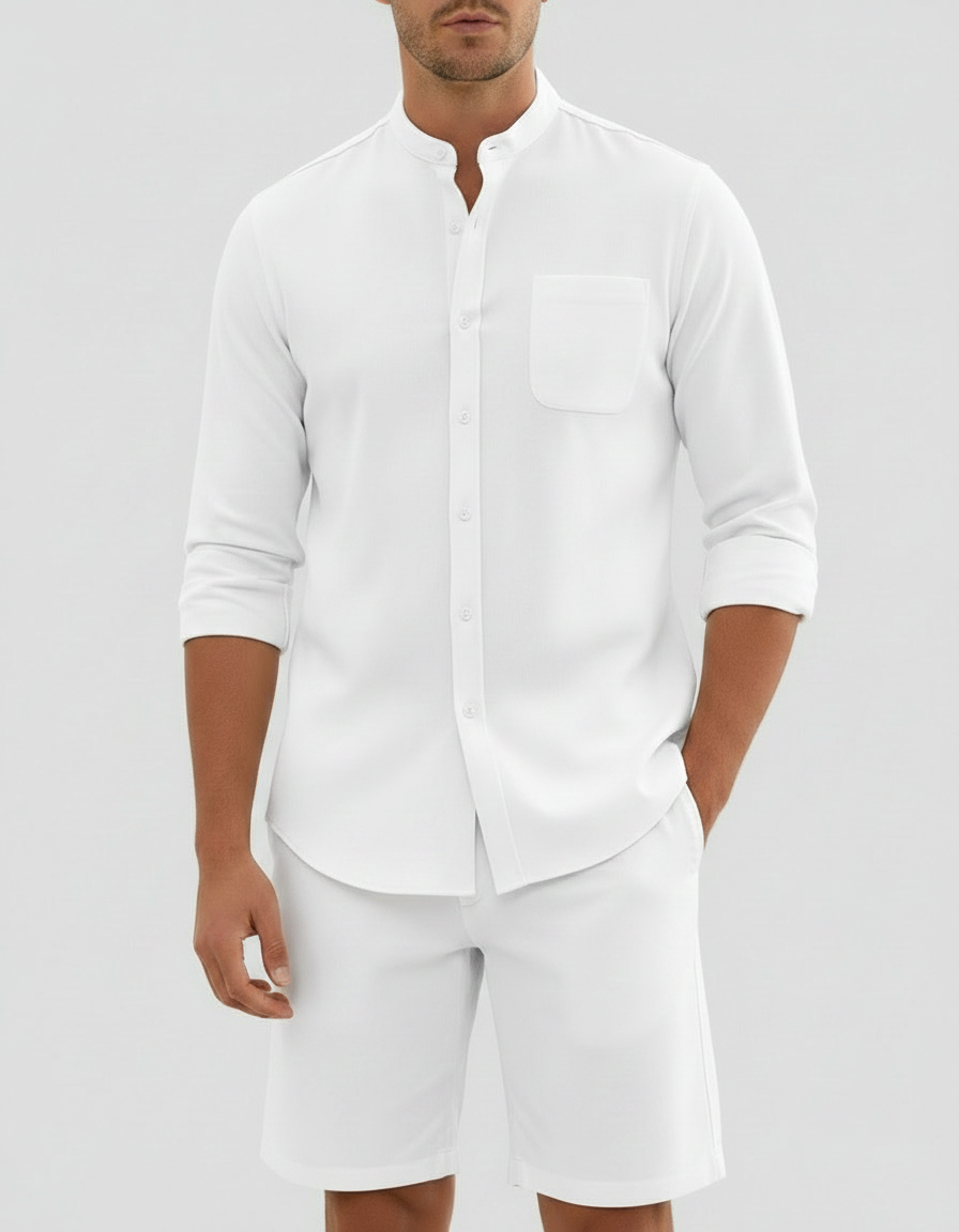 Completo Uomo Camicia Manica Lunga e Pantaloncini