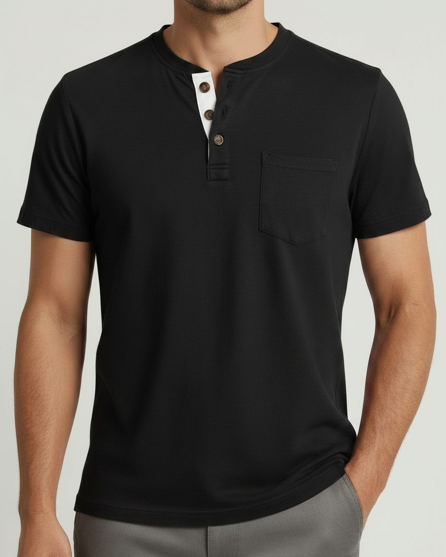 Henley Uomo Manica Corta Girocollo