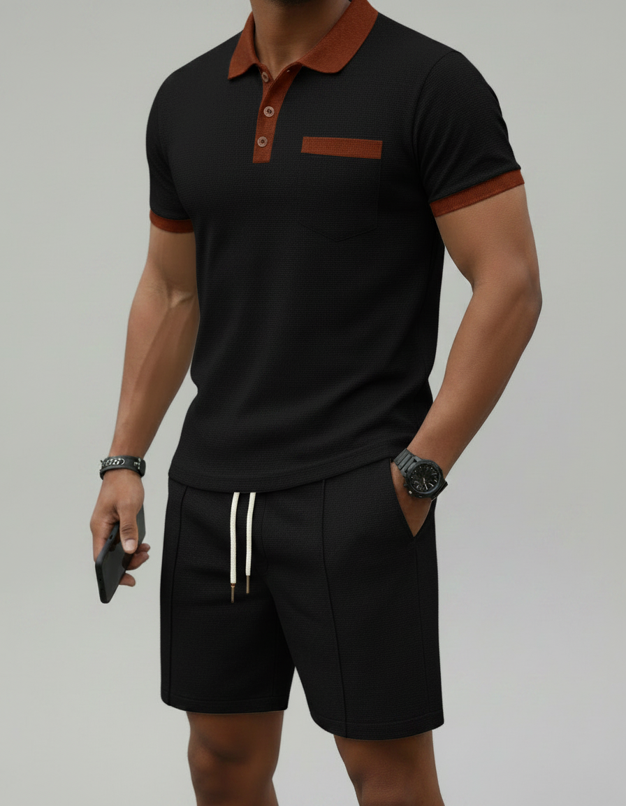 Completo Uomo Polo e Pantaloncini Waffle