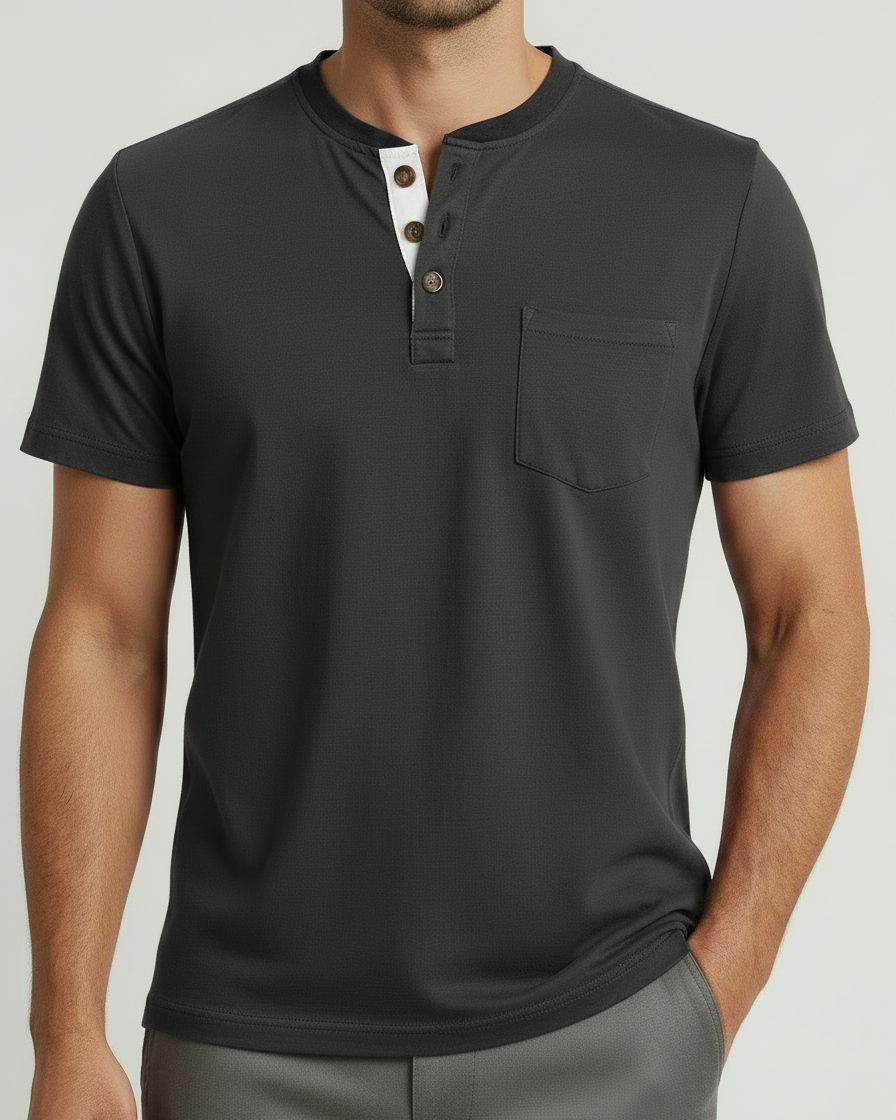 Henley Uomo Manica Corta Girocollo