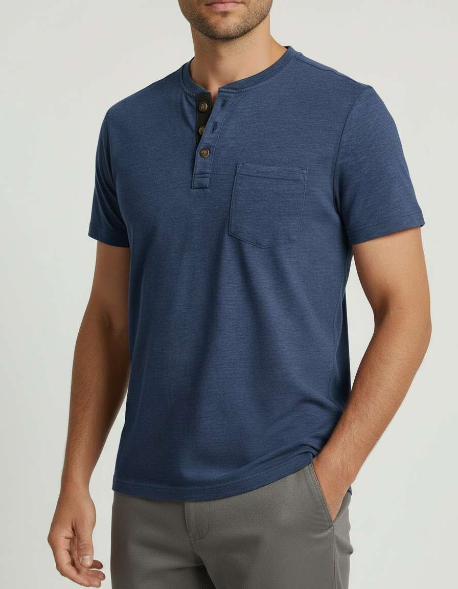 Henley Uomo Manica Corta Girocollo