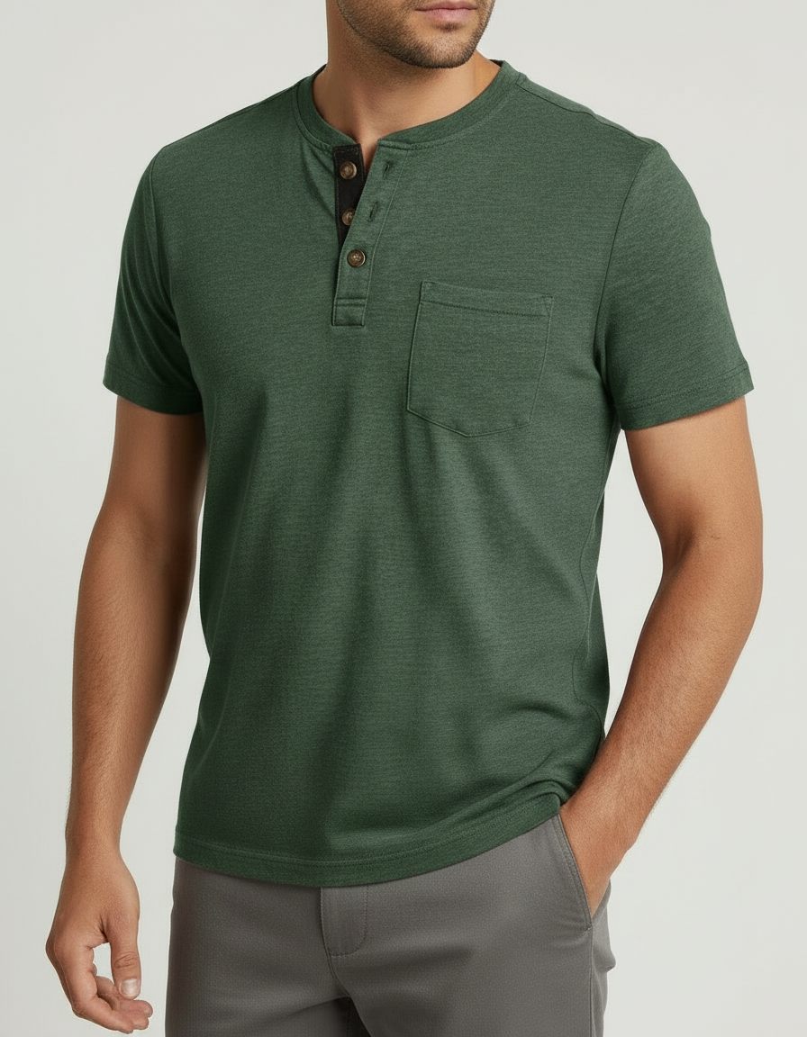 Henley Uomo Manica Corta Girocollo