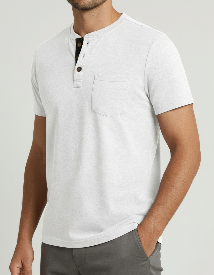 Henley Uomo Manica Corta Girocollo