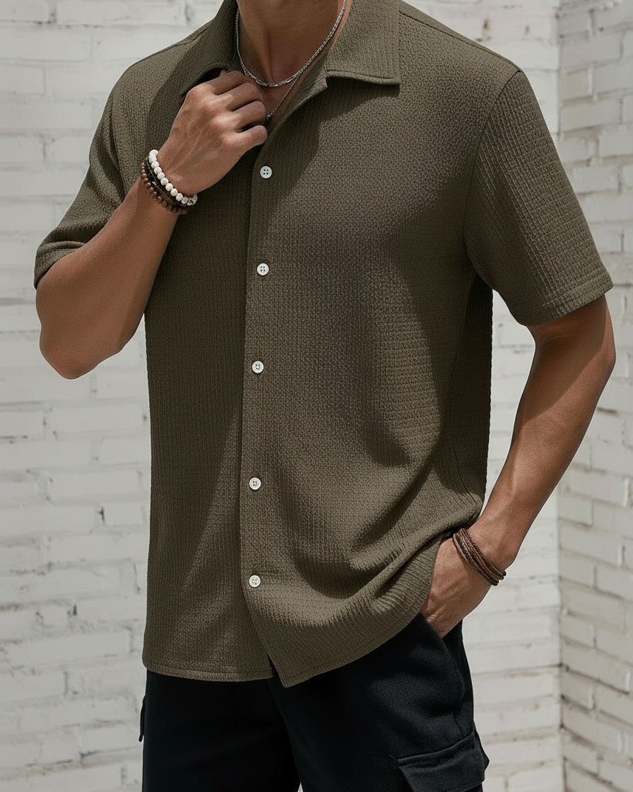 Camicia Uomo Classica Manica Corta Tinta Unita