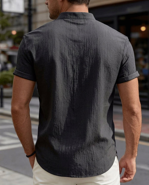 Camicia Uomo Manica Corta Collo Coreano