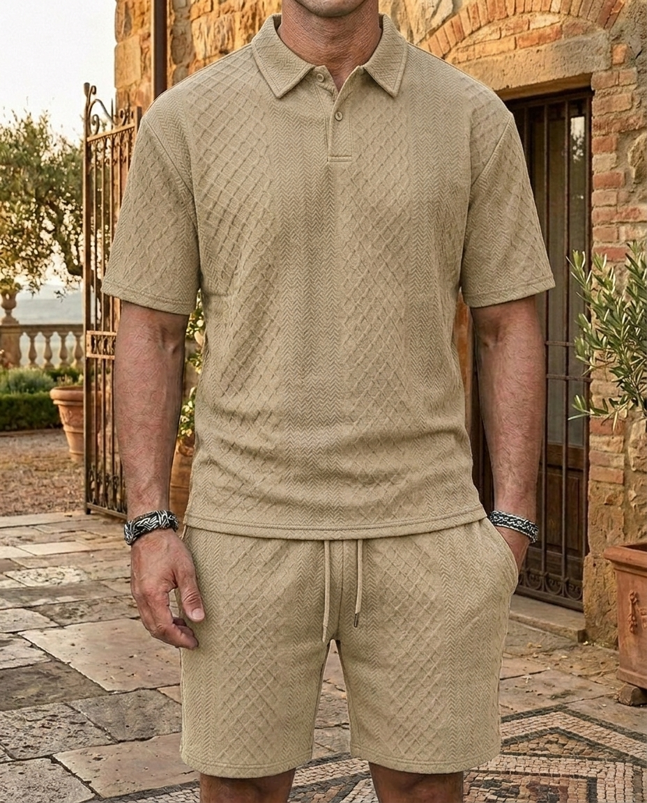 Completo Uomo Polo e Pantaloncini Jacquard