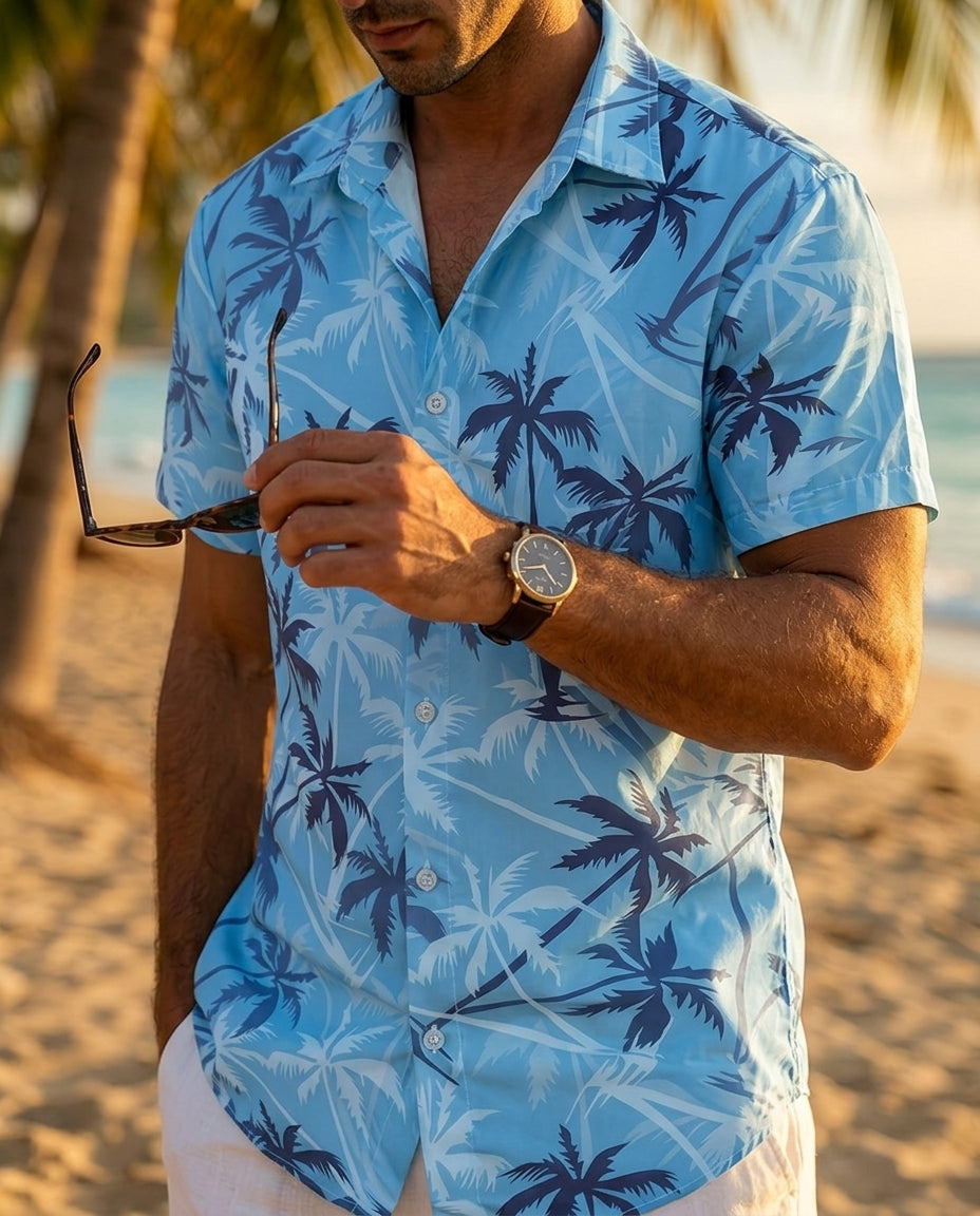 Camicia Hawaiana Uomo con Motivo Palme