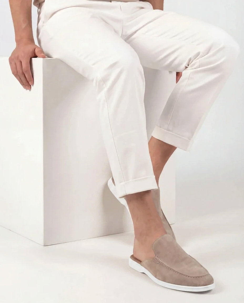 Mules Uomo Yacht Scamosciate Beige
