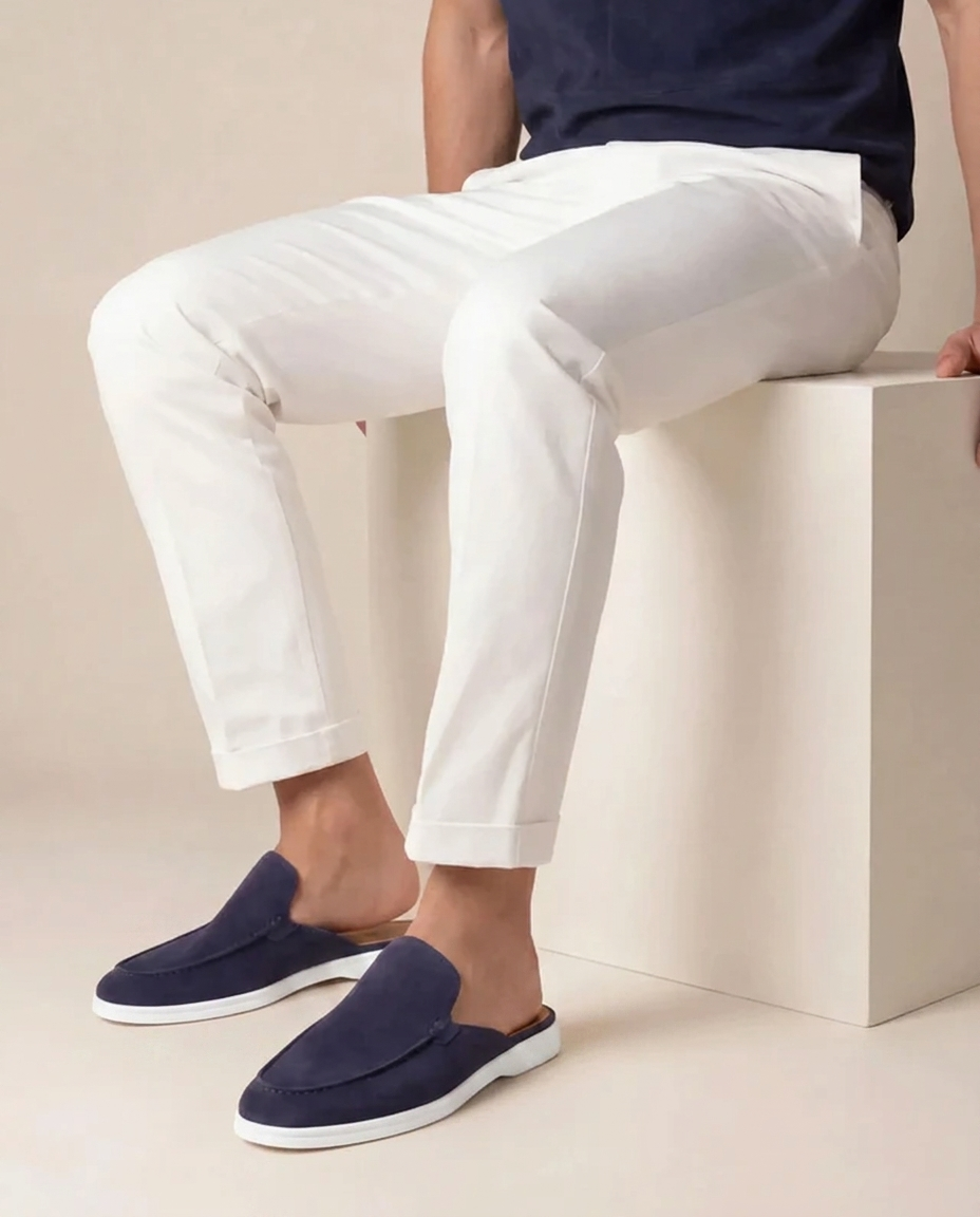 Mules Uomo Yacht Scamosciate Blu Navy