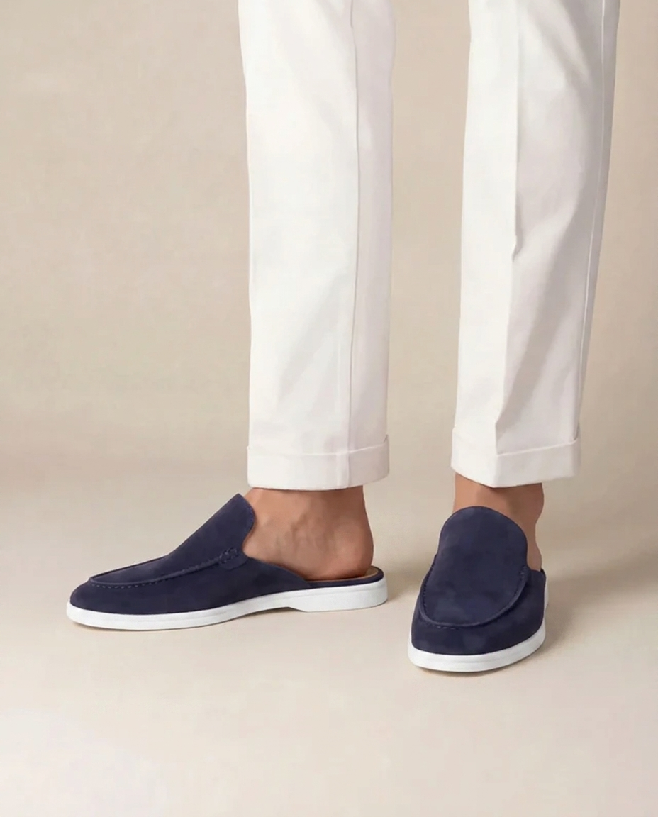 Mules Uomo Yacht Scamosciate Blu Navy