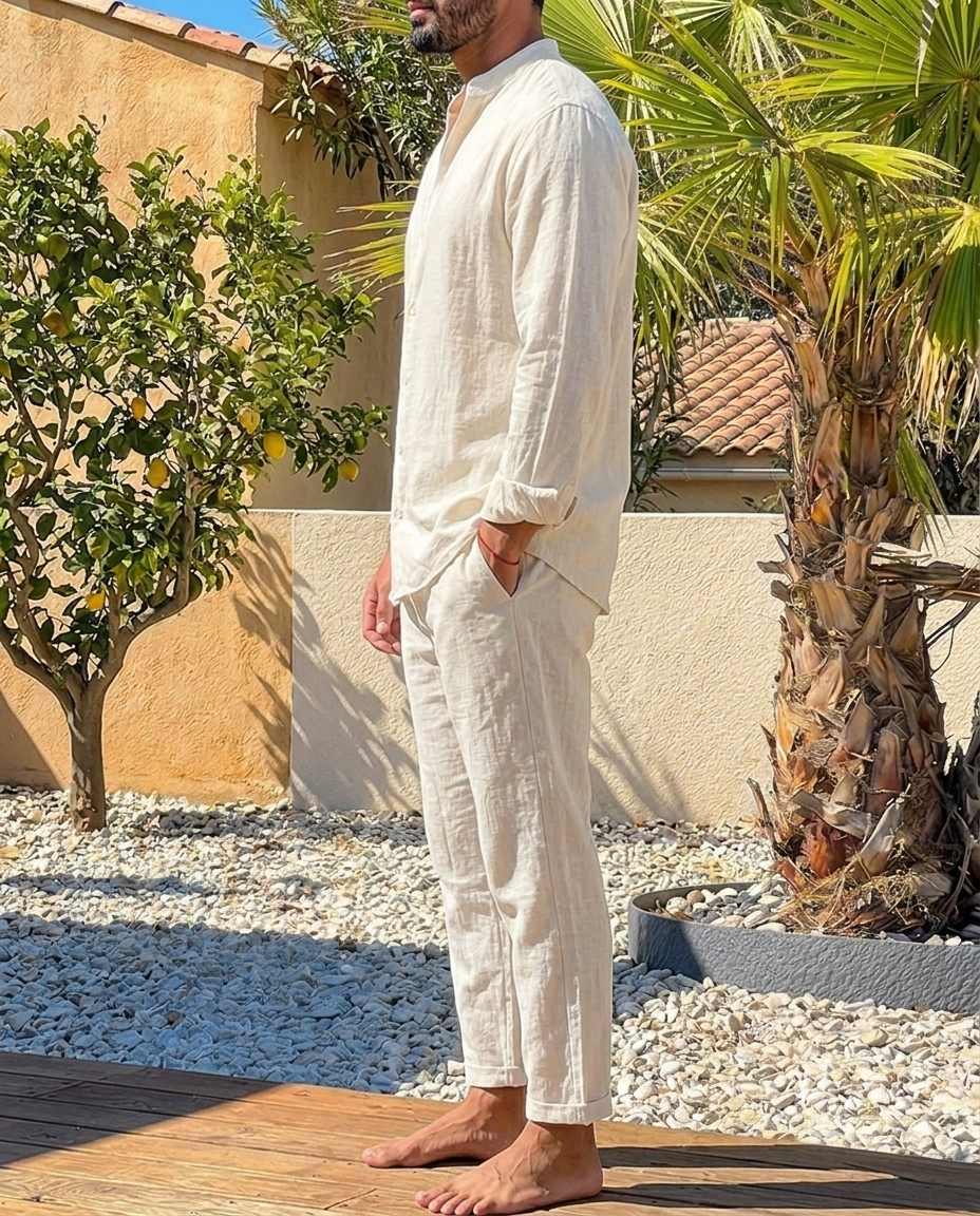 Completo Estivo Uomo Camicia e Pantaloni Taglio Rilassato