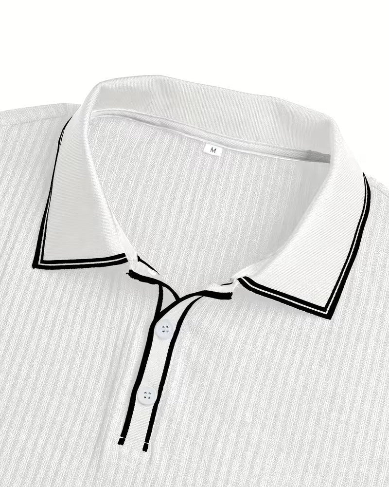 Camicia Uomo Jacquard Manica Corta Elegante