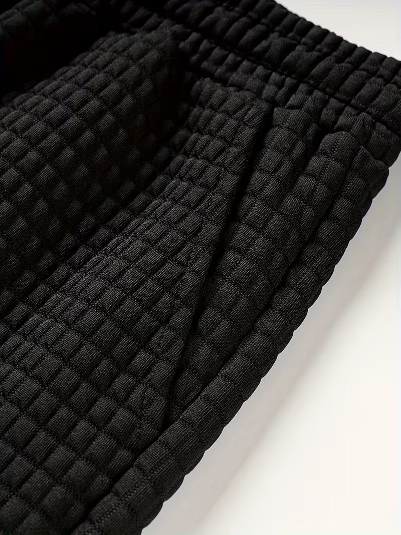 Pantaloncini Uomo Waffle Jacquard a Righe a Contrasto