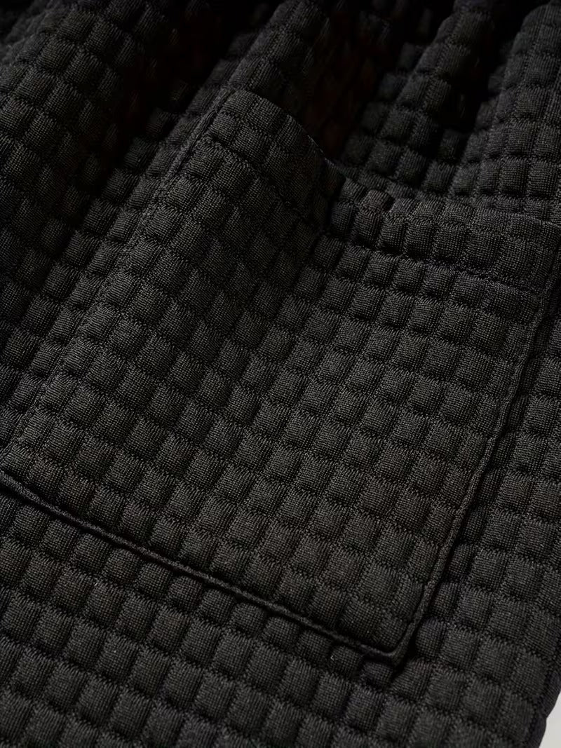 Pantaloncini Uomo Waffle Jacquard a Righe a Contrasto