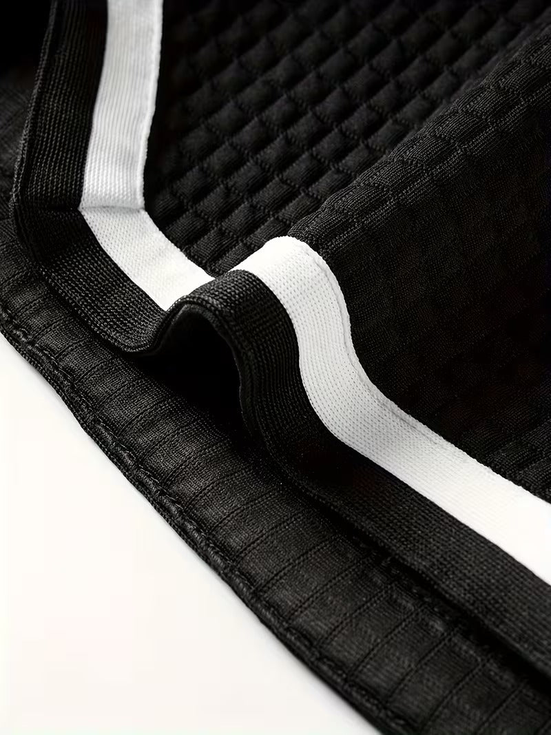 Pantaloncini Uomo Waffle Jacquard a Righe a Contrasto