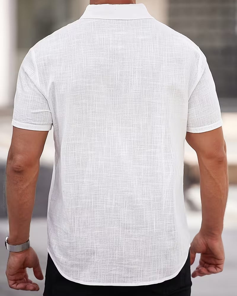 Camicia Uomo Tinta Unita Manica Corta Traspirante