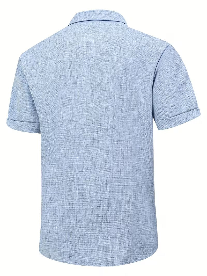 Camicia Uomo Manica Corta con Bottoni Nascosti Estiva
